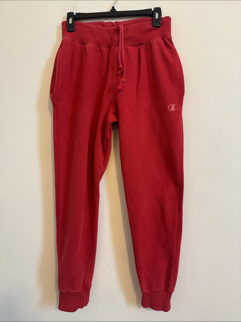 Champion Red Fleece Joggers with Logo